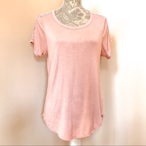 Guess Tops - Guess Pink Lace T-Shirt